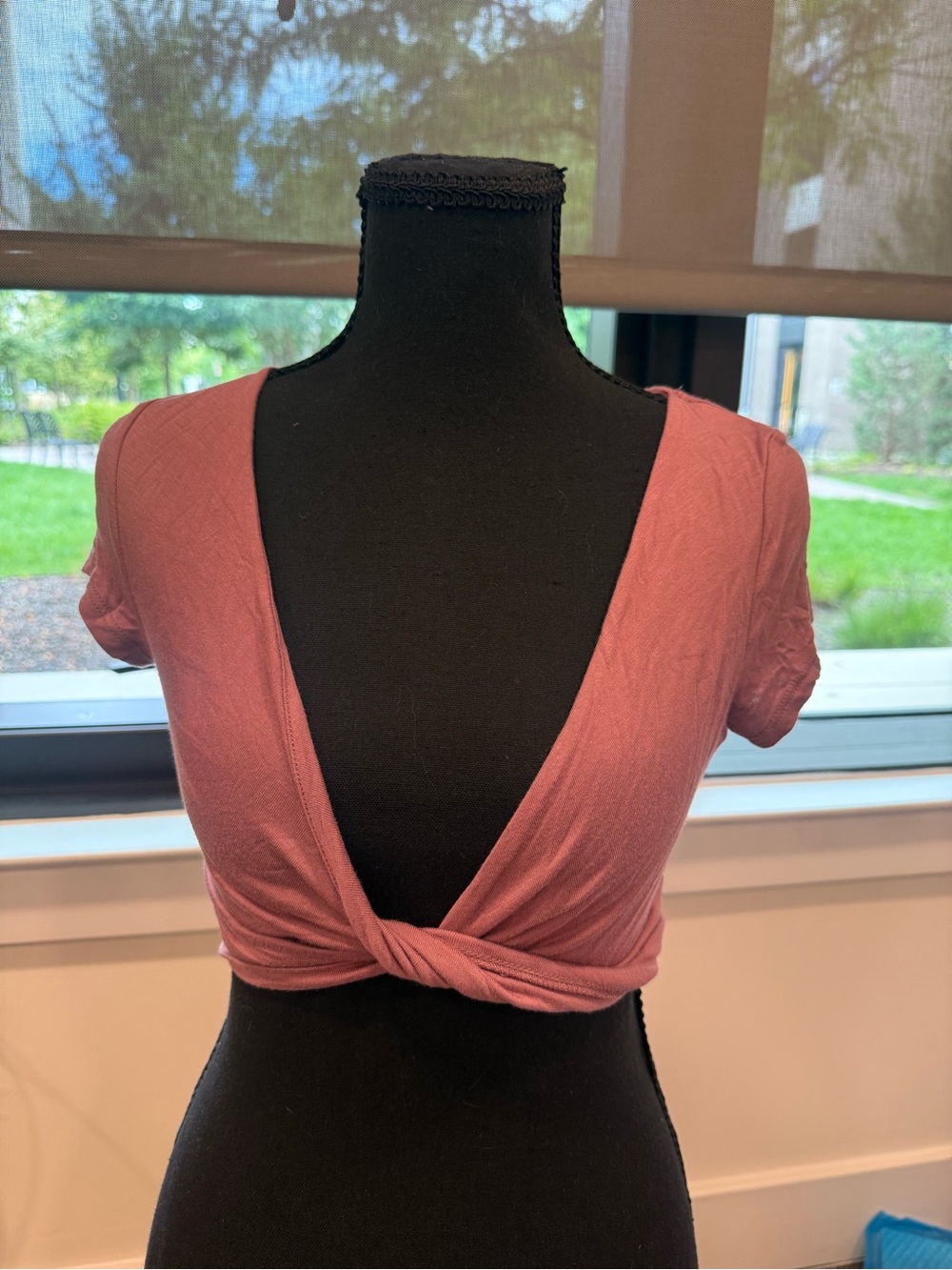 Fashion Nova Twist-Front Crop Top - Dusty Rose